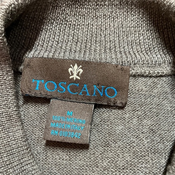 TOSCANO 100% Merino Wool Mock Neck Sweater MADE IN ITALY Brown/Gray US Sz M - Picture 5 of 10